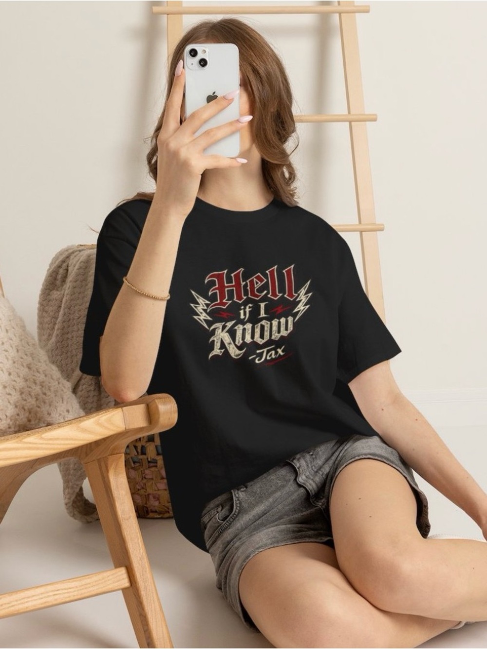 Black Graphic Tee "Hell if I Know" band style tee